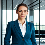 Business & Modernity**

"A professional businesswoman in a modest tailored business suit, standing confidently in a modern office lobby with glass walls and sleek furniture, fully clothed, appropriate attire, safe for work, perfect anatomy, natural proportions, professional corporate photography, high quality, bright lighting."

**