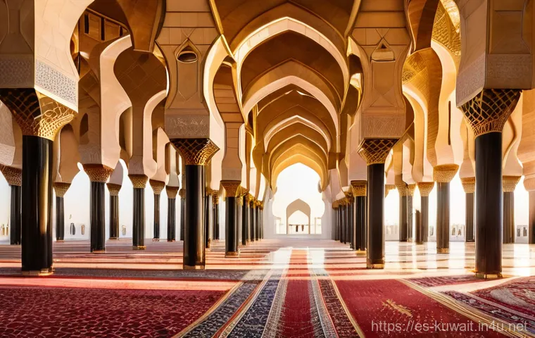 쿠웨이트 모스크 투어 - **Prompt for the Grand Mosque of Kuwait:**
    "The grand, majestic interior of the Grand Mosque of ...