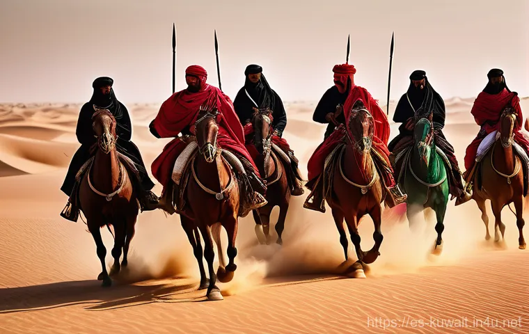 쿠웨이트 국기 색깔 의미 - Prompt 1: The Warrior's Resolve and a Flourishing Land**