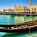 Home 12 쿠웨이트의 펄 다이빙 역사 - **Prompt 1: The Golden Age of Pearl Trading in Kuwait Bay**
"A bustling, vibrant panoramic scene...