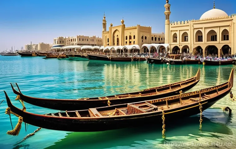 쿠웨이트의 펄 다이빙 역사 - **Prompt 1: The Golden Age of Pearl Trading in Kuwait Bay**
    "A bustling, vibrant panoramic scene...