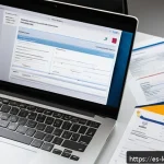 쿠웨이트 비자 발급 절차 - A professional traveler organizing visa documents at a tidy desk with a laptop displaying Kuwait’s o...